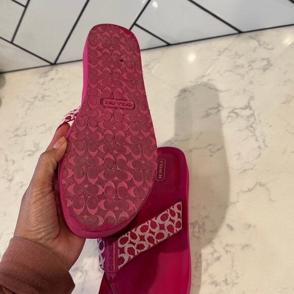 Coach Jessalyn Signature Monogram pink Flip Flops Sandals thick sole Y2K preppy - Picture 7 of 8